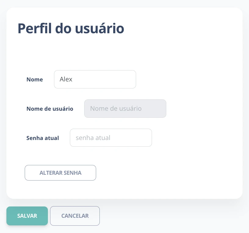 Opções do perfil