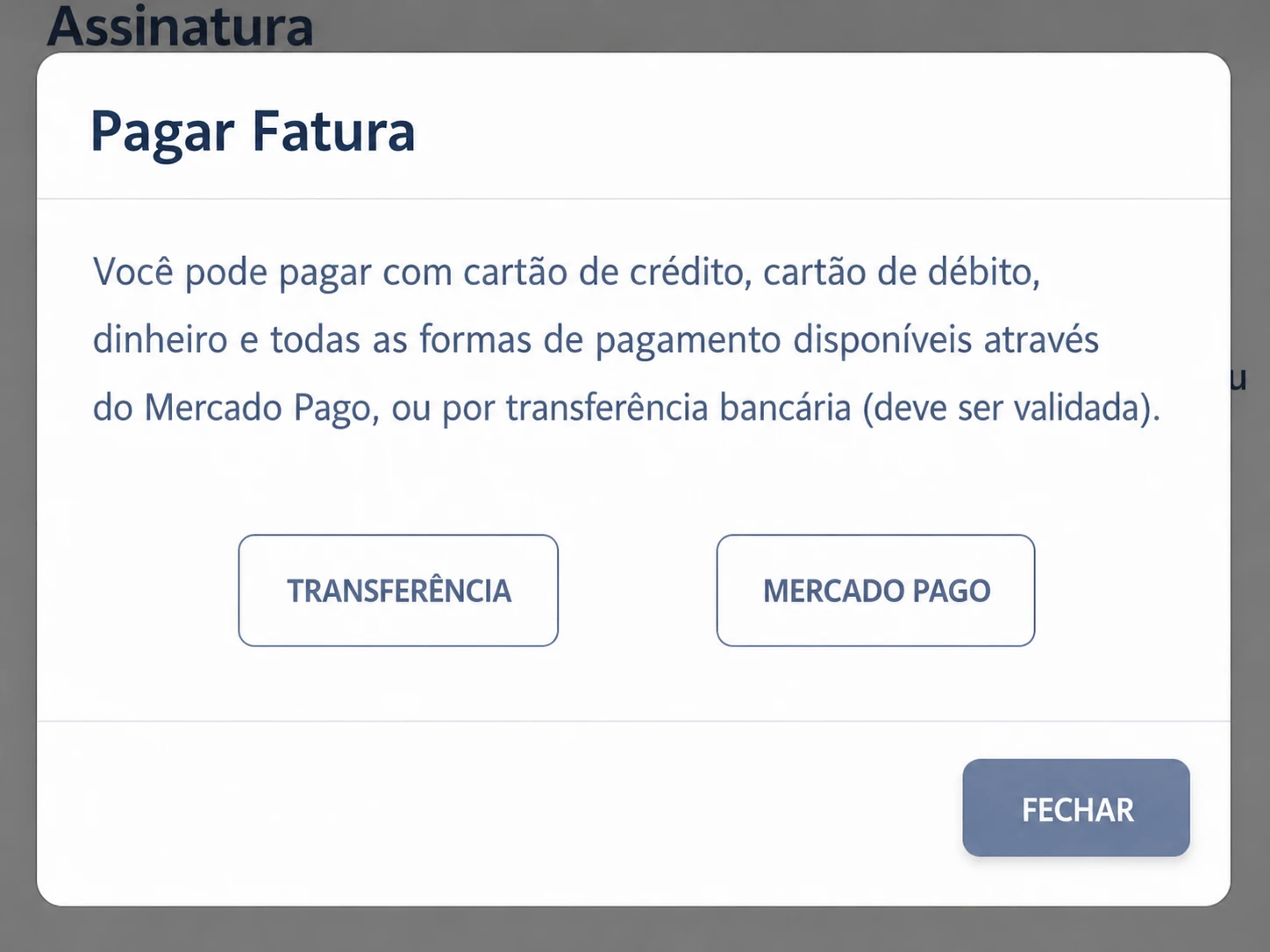 Opções de pagamento