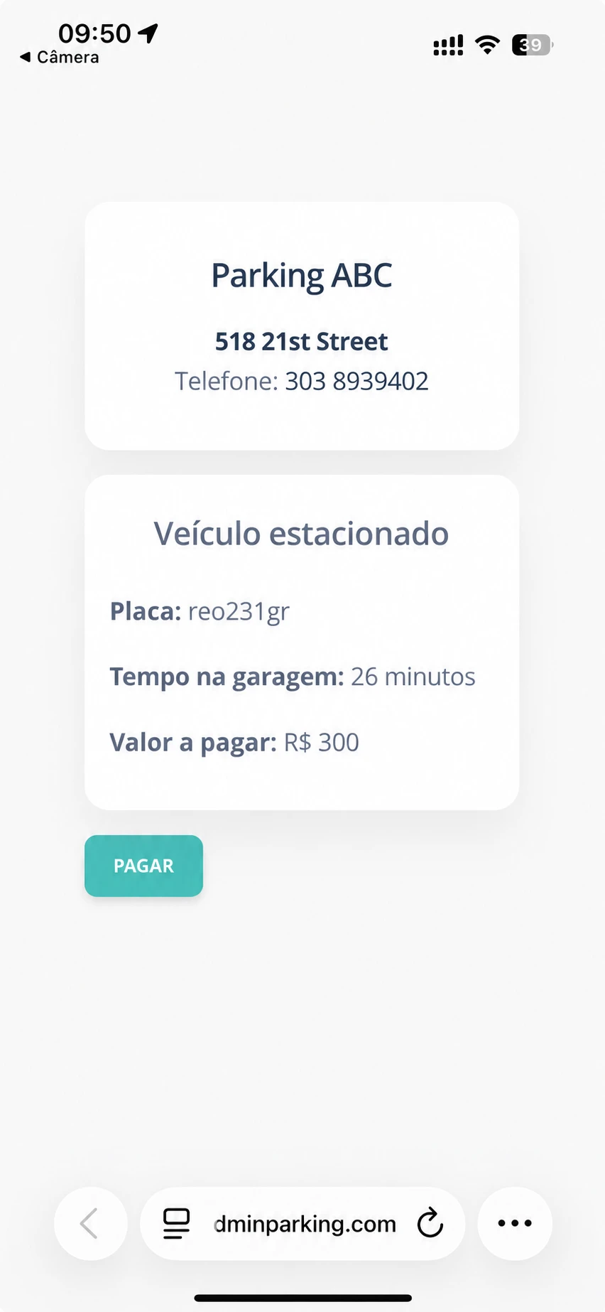 Tela do cliente com QR