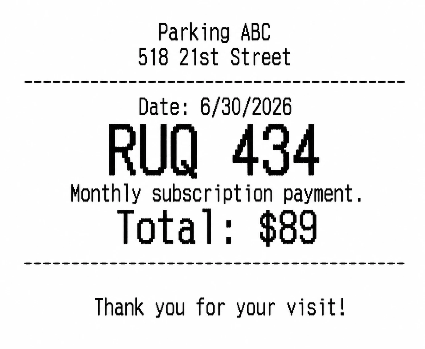 Monthly plan ticket