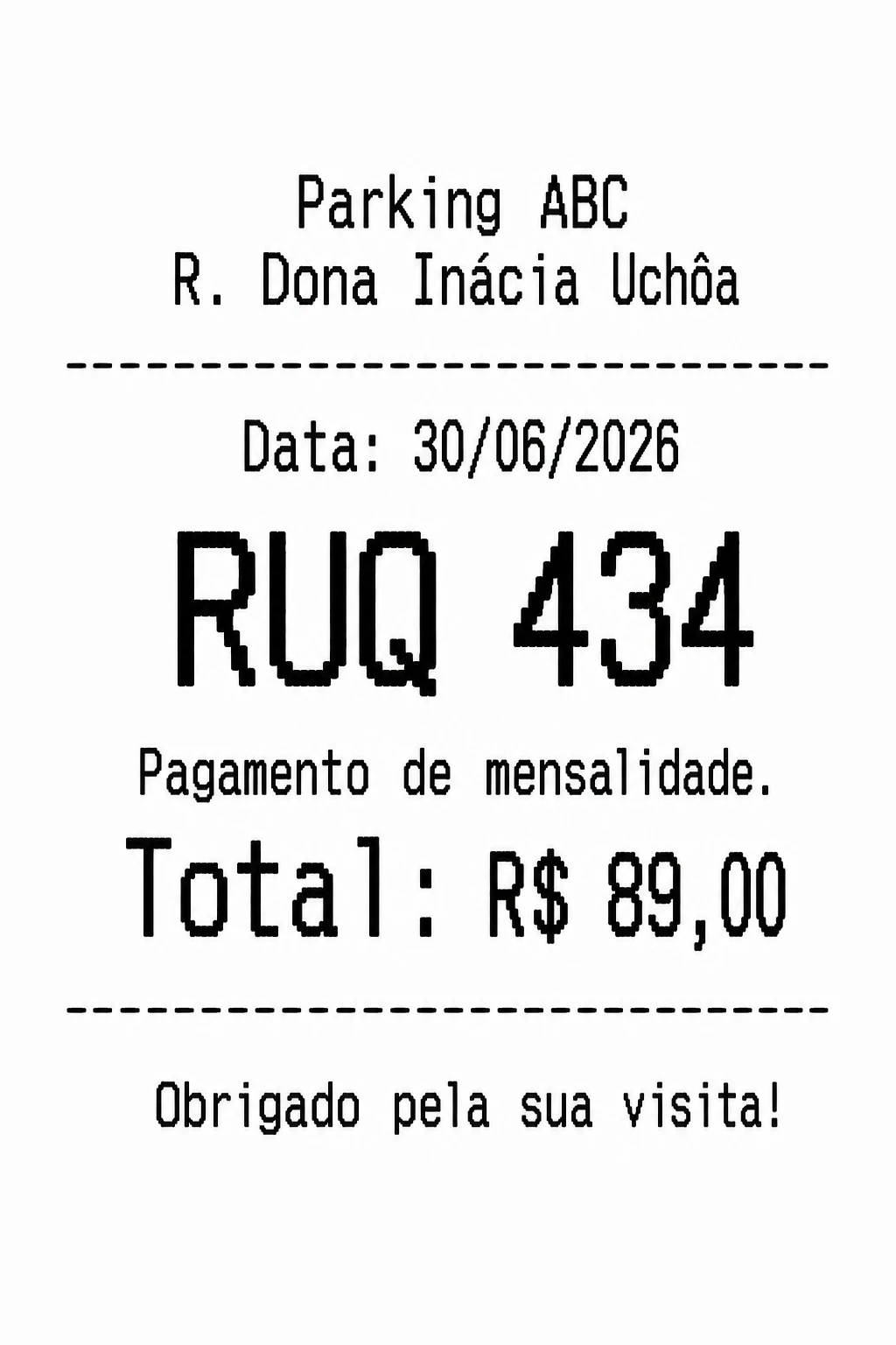Ticket de mensalidade