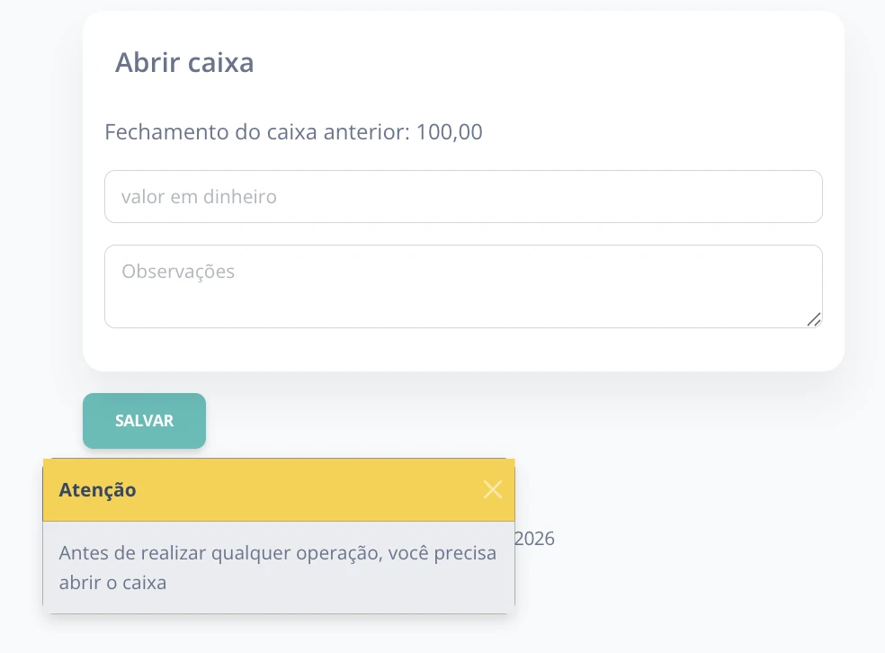 Abertura de caixa