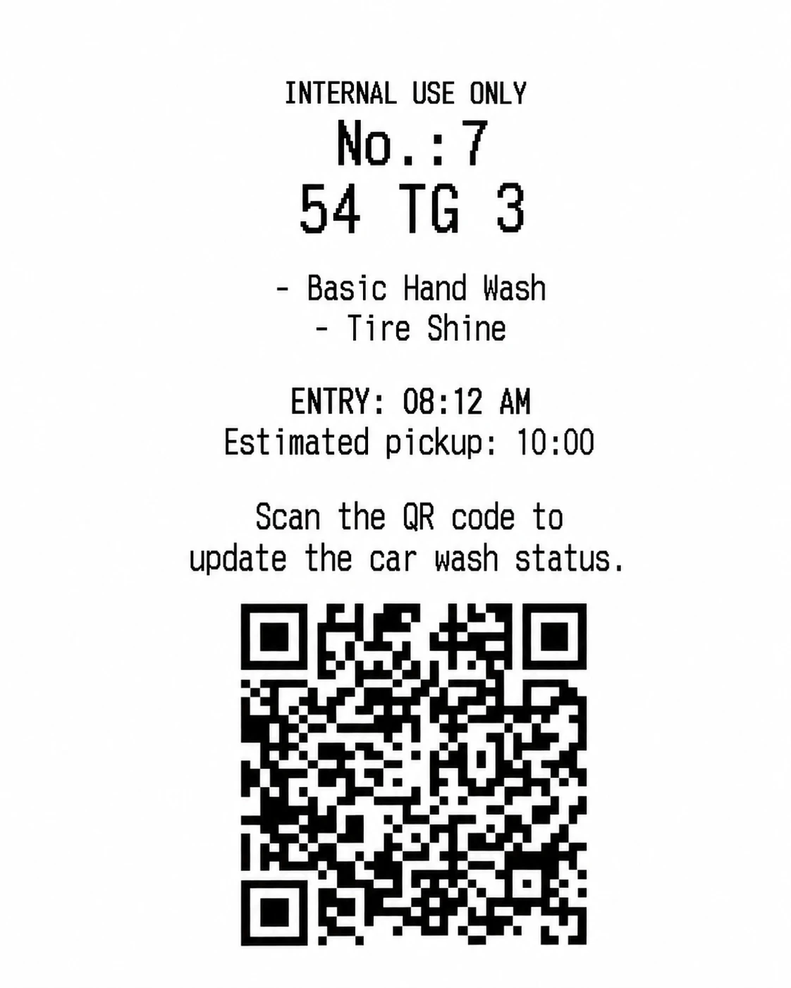 Internal ticket example
