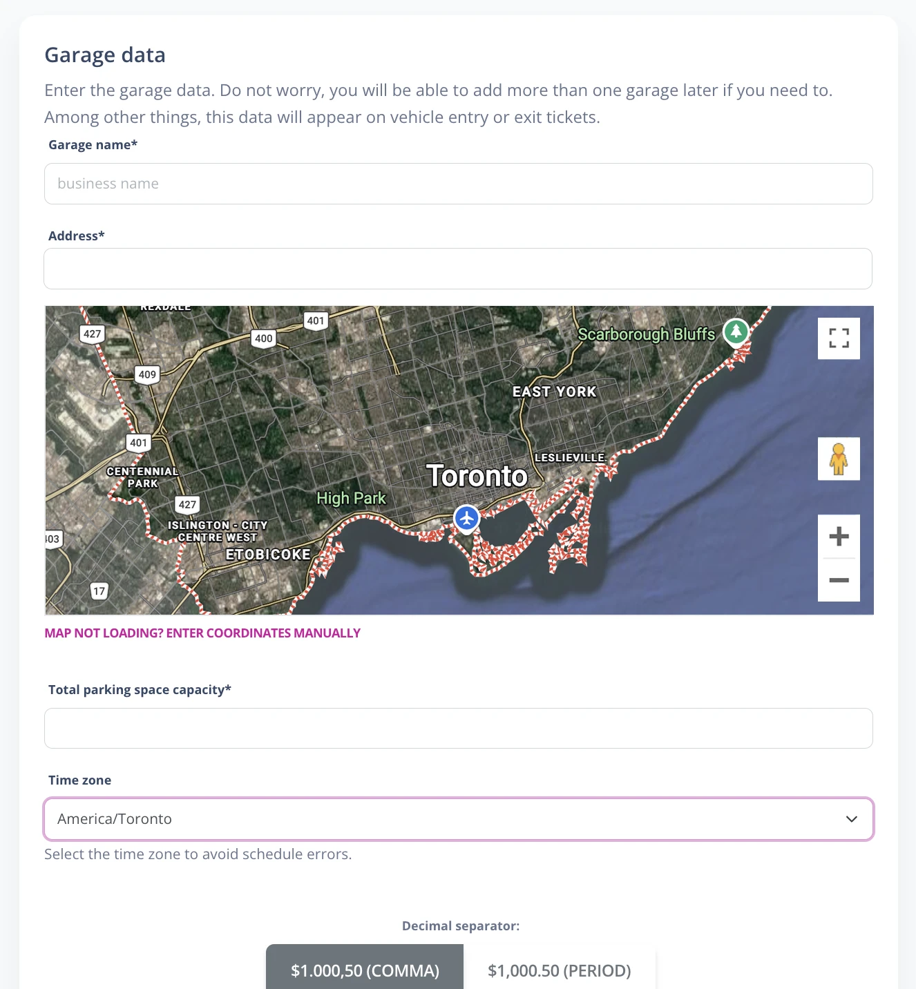 Garage information