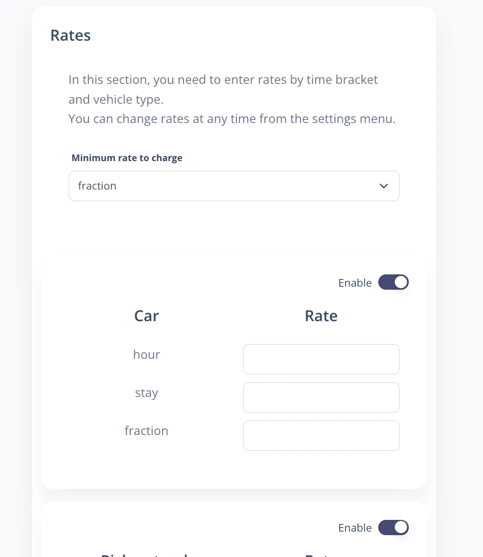 Configure rates