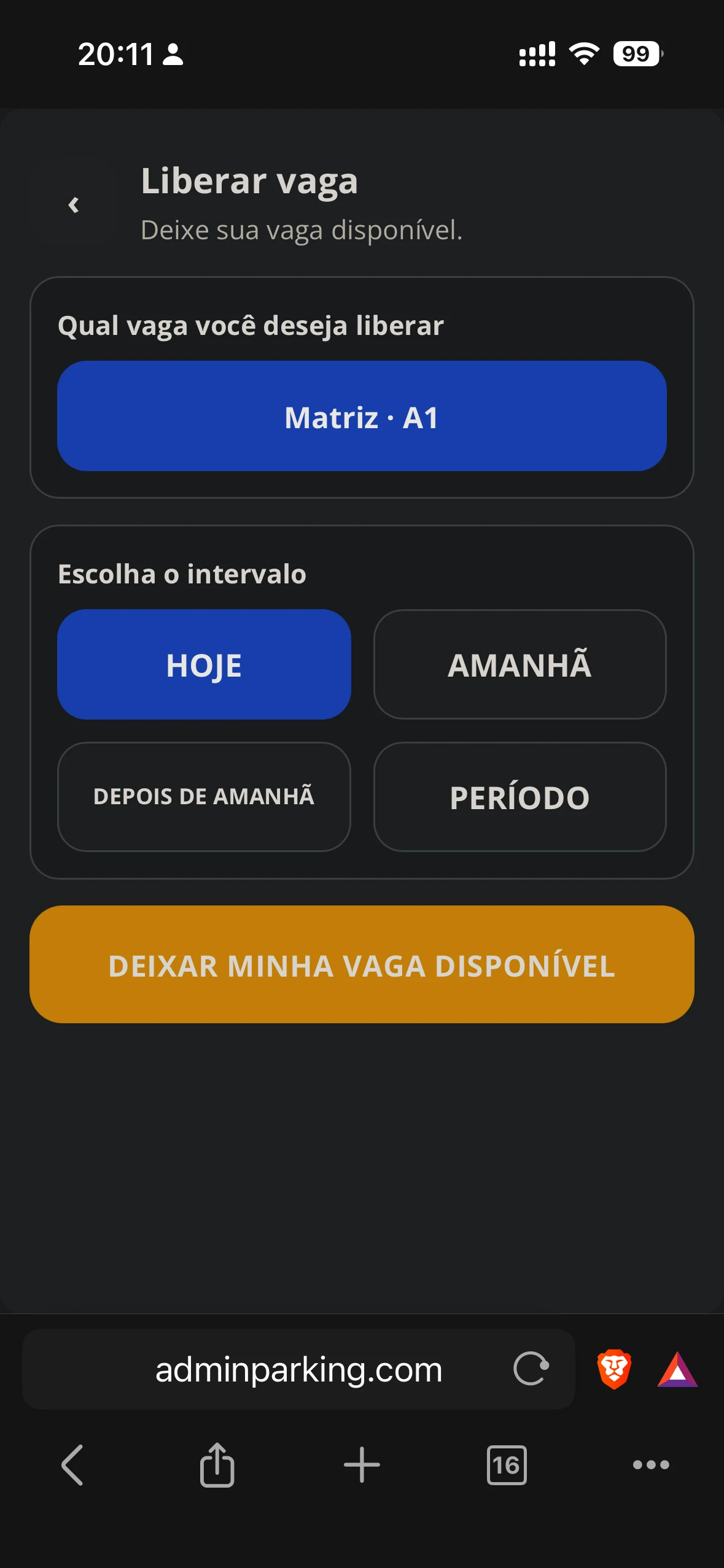 Liberar vaga fixa no app Enterprise