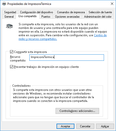 Compartir con nombre de impresora