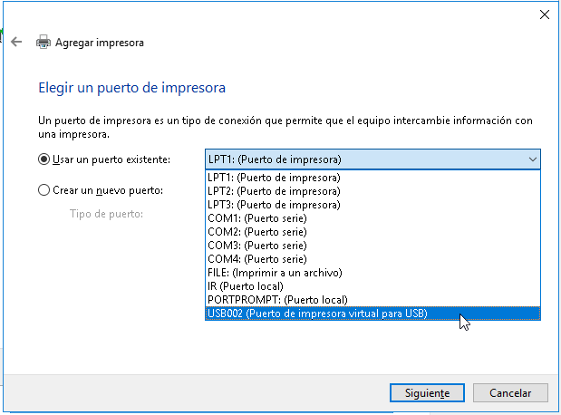 Impresora USB