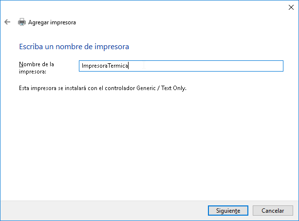 Nombre de la impresora