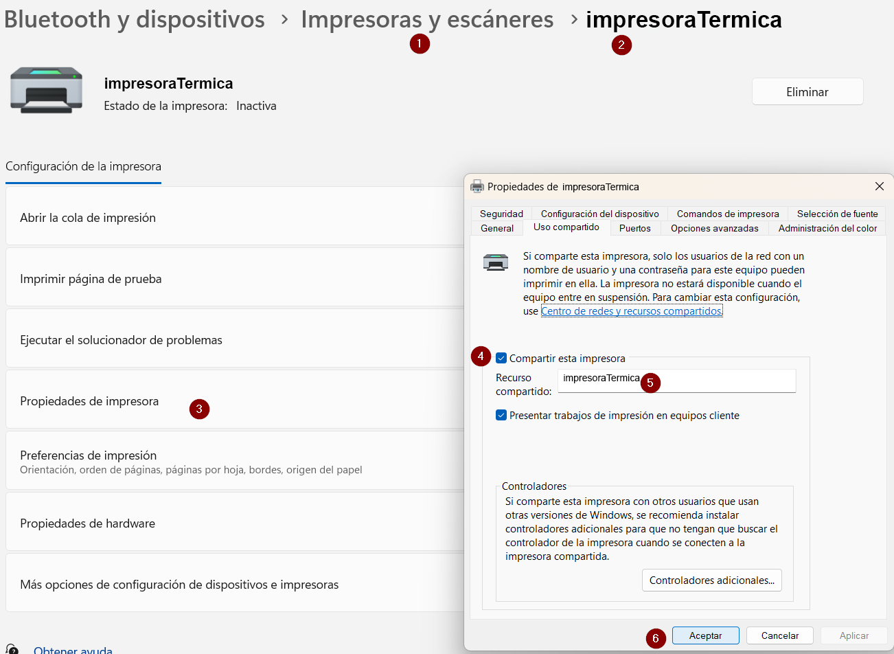 Compartir impresora