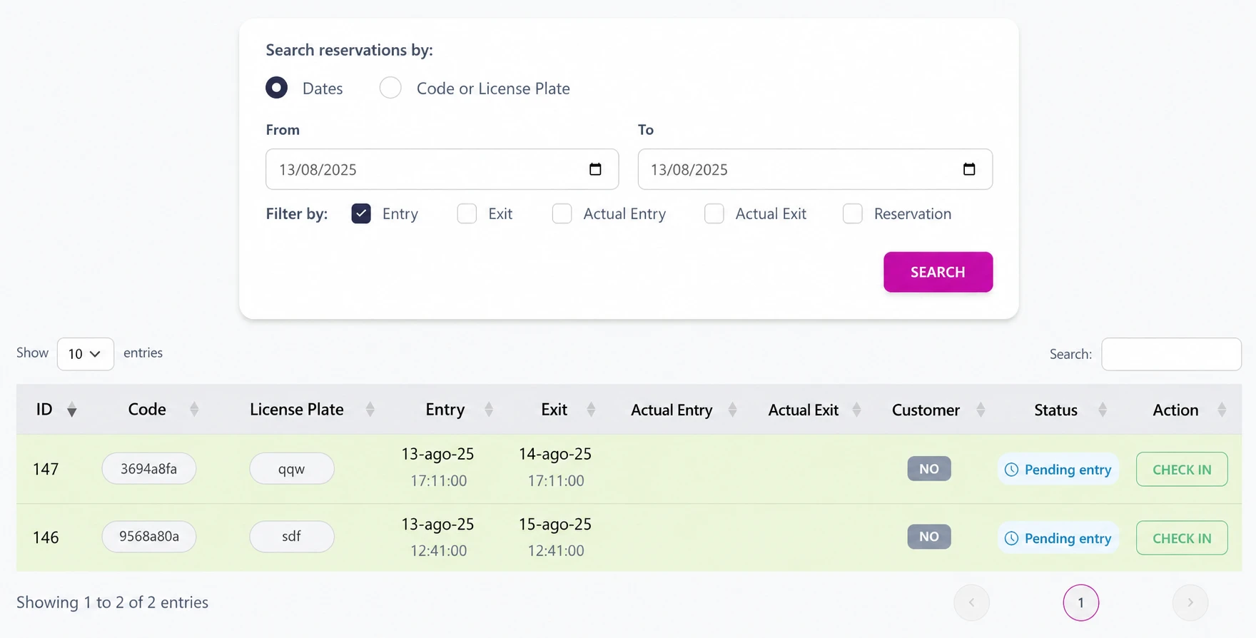 Cashier reservation management