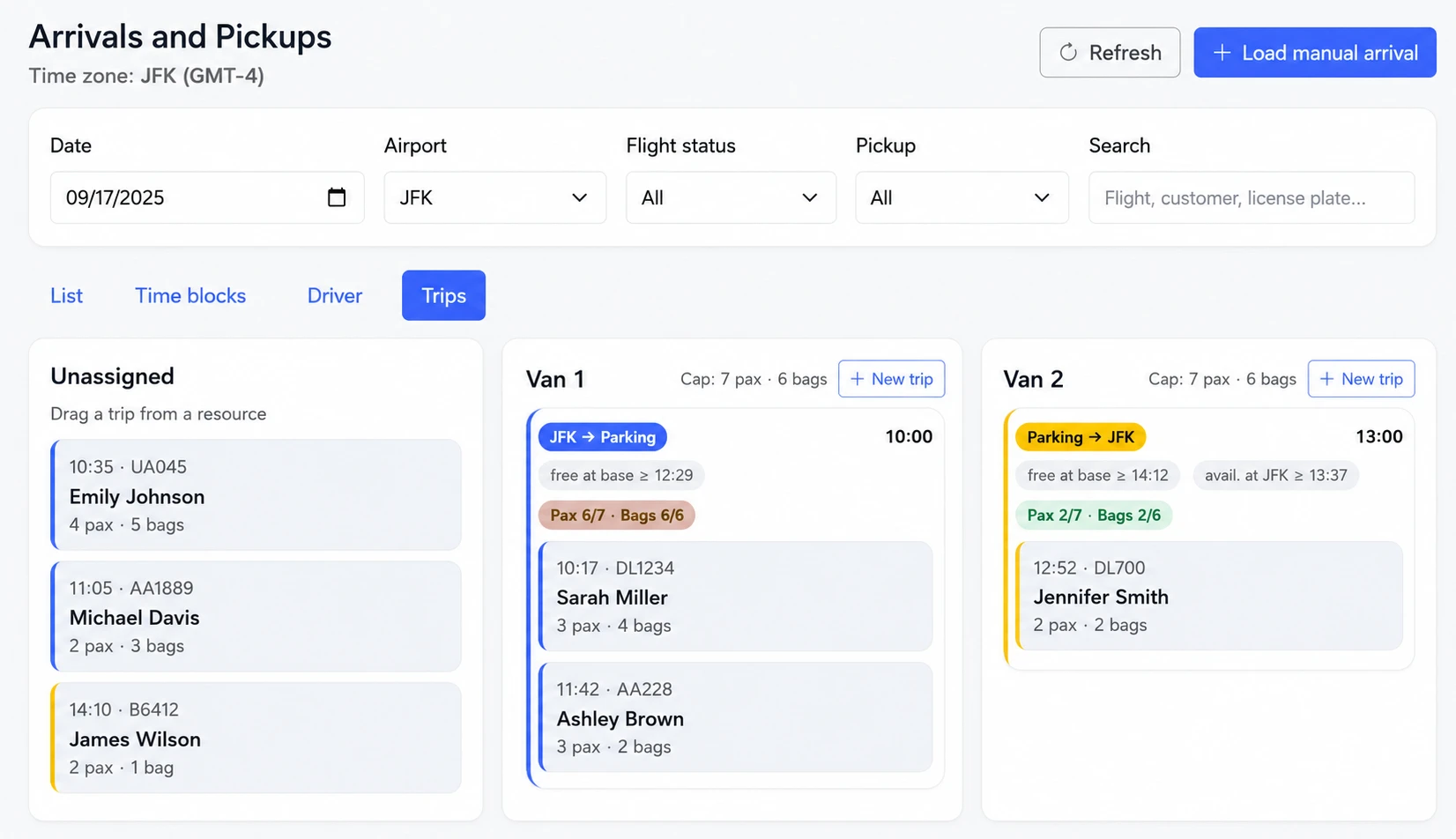 Airport transfer management
